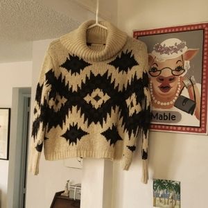 💥 Ralph Lauren Denim & Supply Cowl Neck Sweater Silk Wool blend Aztec Alpine